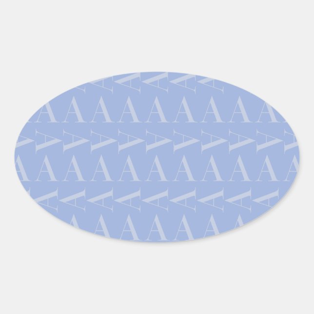 Monogram Initial Letter A, Blue Oval Sticker (Front)