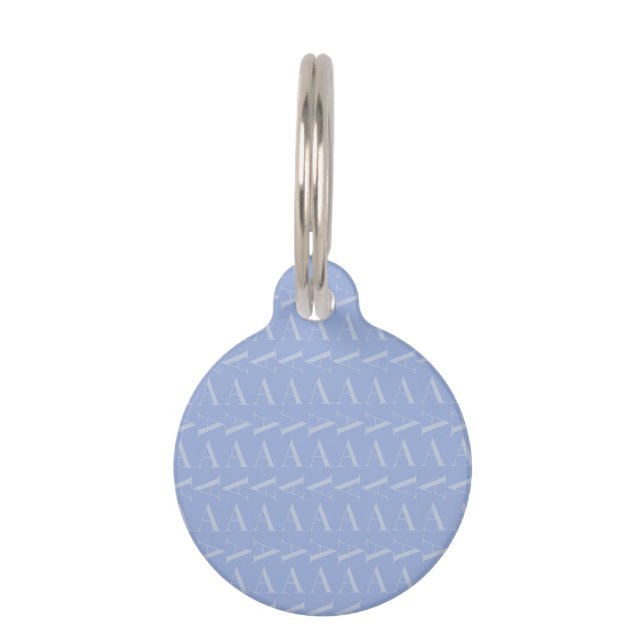Monogram Initial Letter A, Blue Pet Tag (Front)