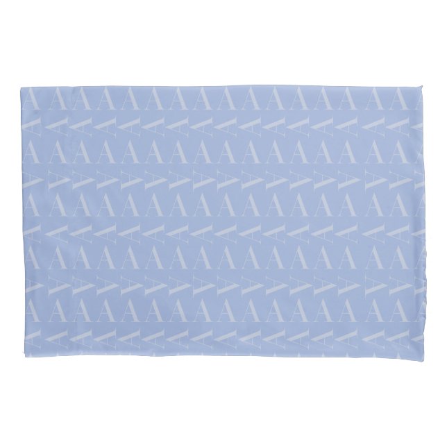 Monogram Initial Letter A, Blue Pillowcase (Front)