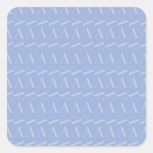 Monogram Initial Letter A, Blue Square Sticker (Front)