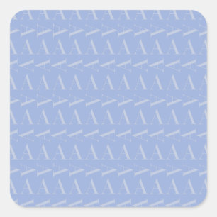 Monogram Initial Letter A, Blue Square Sticker