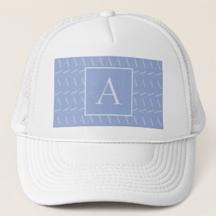 Monogram Initial Letter A, Blue Trucker Hat