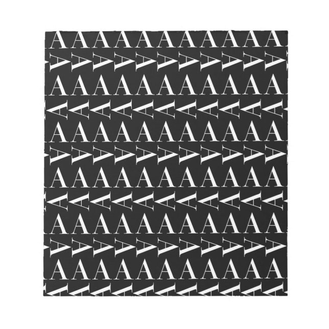 Monogram Initial Letter A, Choose Background Colou Notepad (Front)