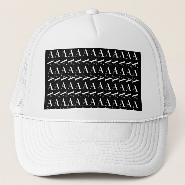 Monogram Initial Letter A, Choose Background Colou Trucker Hat (Front)