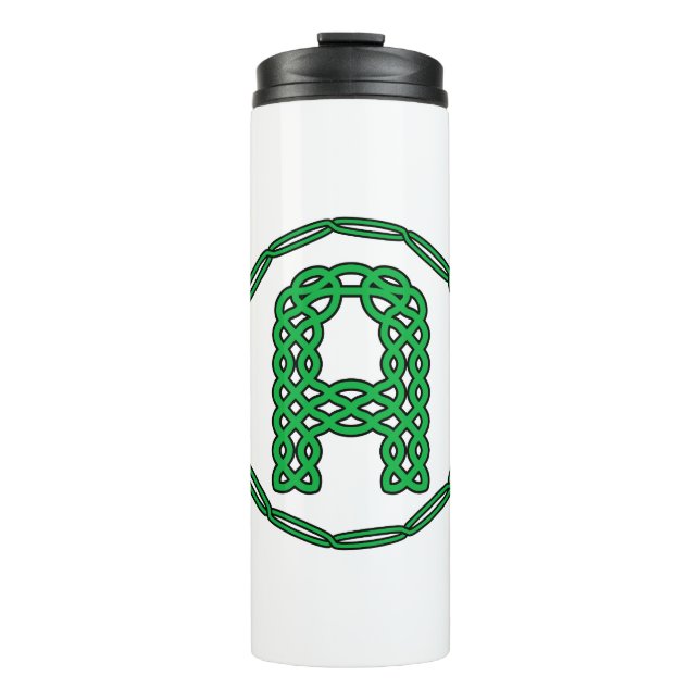 Monogram Initial Letter A In Celtic Style Thermal Tumbler (Front)