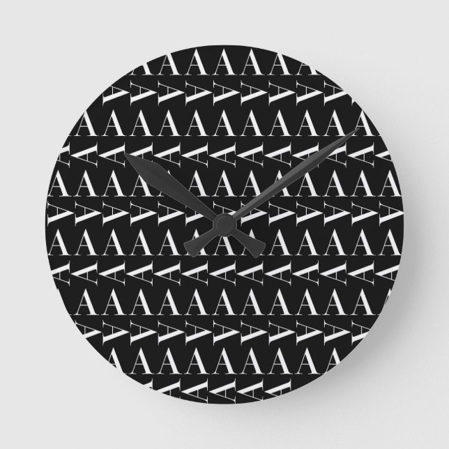 Monogram Initial Letter A Round Clock (Front)