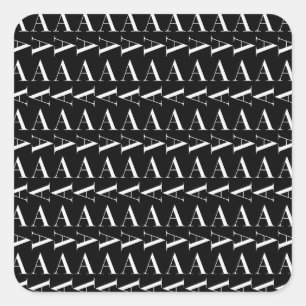 Monogram Initial Letter A Square Sticker