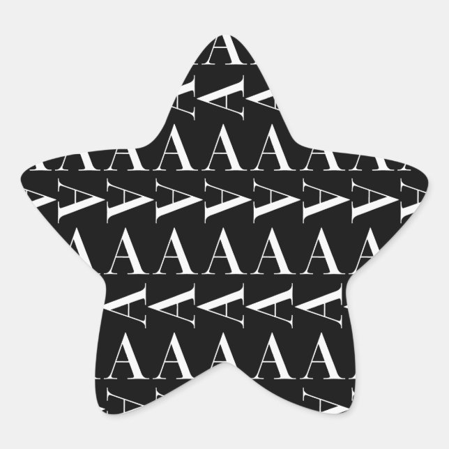 Monogram Initial Letter A Star Sticker (Front)