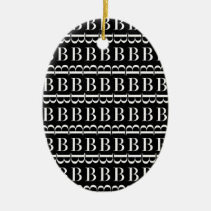 Monogram Initial Letter B, Choose Background Ceramic Tree Decoration