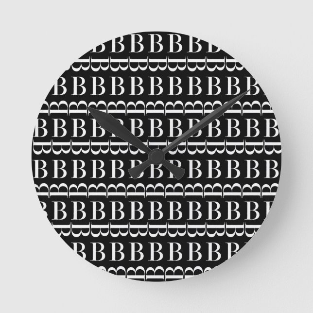 Monogram Initial Letter B, Choose Background Colou Round Clock (Front)
