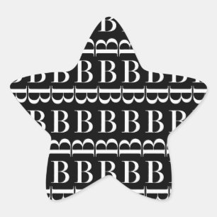 Monogram Initial Letter B, Choose Background Star Sticker