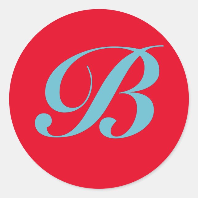 Monogram Initial Letter B Classic Round Sticker (Front)