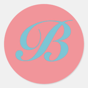 Monogram Initial Letter B Classic Round Sticker