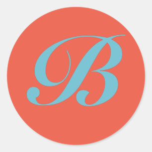 Monogram Initial Letter B Classic Round Sticker