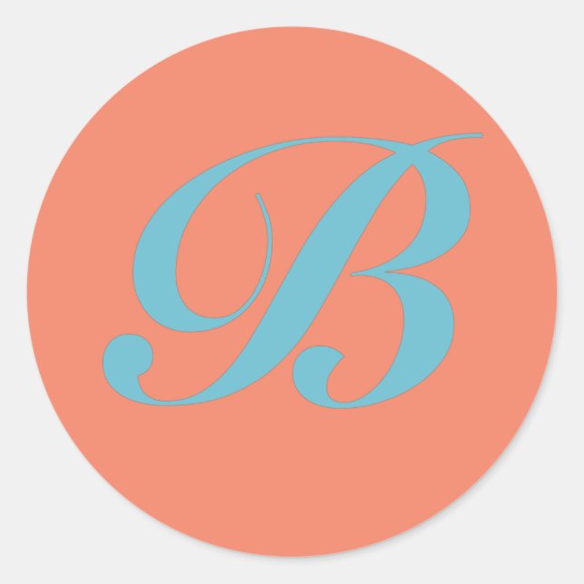 Monogram Initial Letter B Classic Round Sticker (Front)
