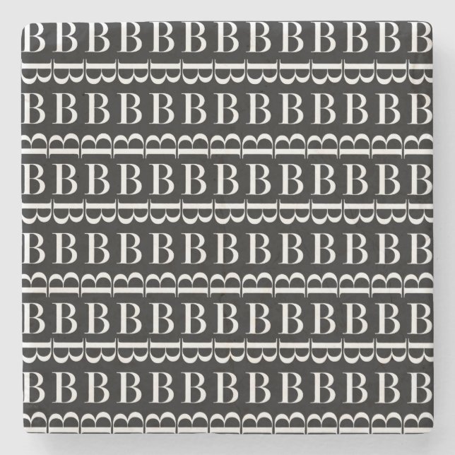 Monogram Initial Letter B Stone Coaster (Front)