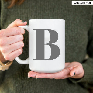 Monogram Initial Letter Black and White Elegant  Two-Tone Coffee Mug