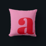 Monogram Initial Letter Bold Pink Red Playful Cushion<br><div class="desc">A bold and stylish throw pillow featuring a warm pink background with a large red lowercase letter in modern typography. This eye-catching design adds a playful yet sophisticated touch to any space, making it perfect for contemporary, mid-century, or eclectic home decor. A great statement piece for living rooms, bedrooms, or...</div>