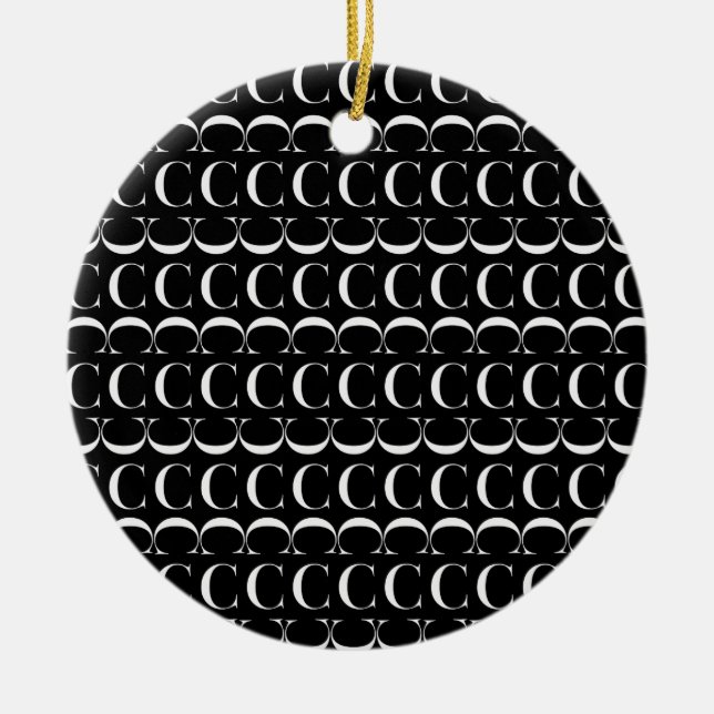 Monogram Initial Letter C Ceramic Tree Decoration (Front)