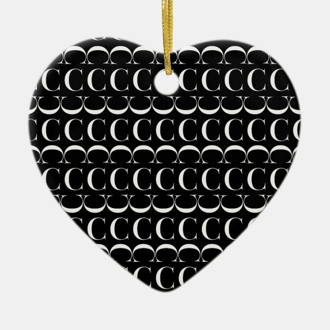 Monogram Initial Letter C Ceramic Tree Decoration (Front)