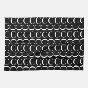 Monogram Initial Letter C, Choose Background Tea Towel