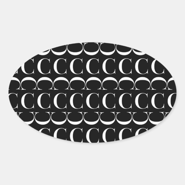 Monogram Initial Letter C Oval Sticker (Front)