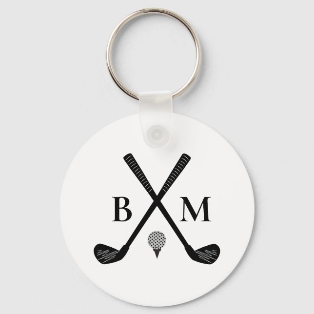 Monogram Initial Letter Create Your Own Golf Club Key Ring (Front)