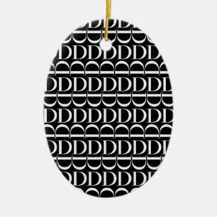 Monogram Initial Letter D Ceramic Tree Decoration