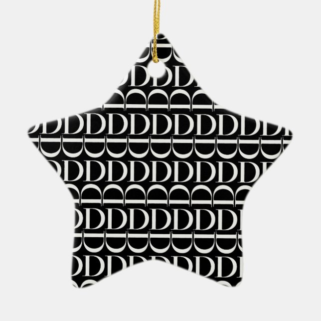 Monogram Initial Letter D, Choose Background Ceramic Tree Decoration (Front)