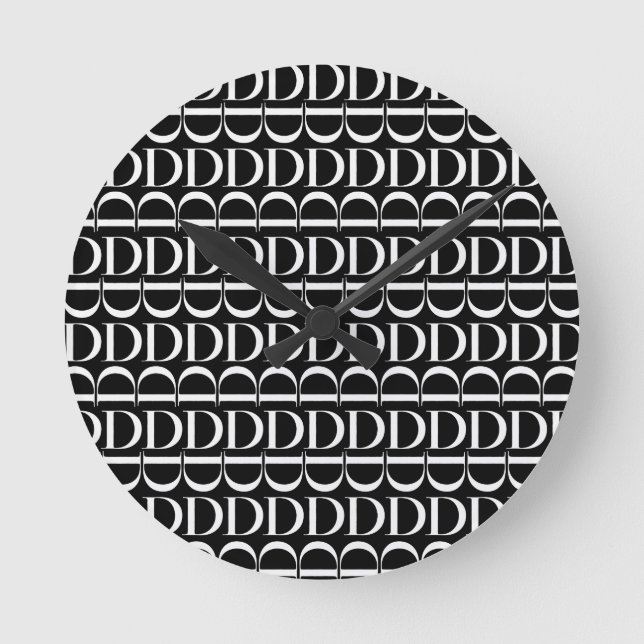 Monogram Initial Letter D, Choose Background Colou Round Clock (Front)