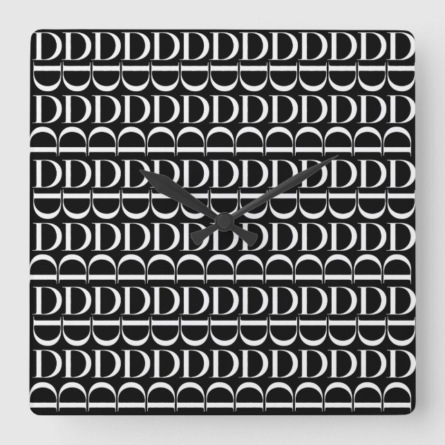 Monogram Initial Letter D, Choose Background Colou Square Wall Clock (Front)