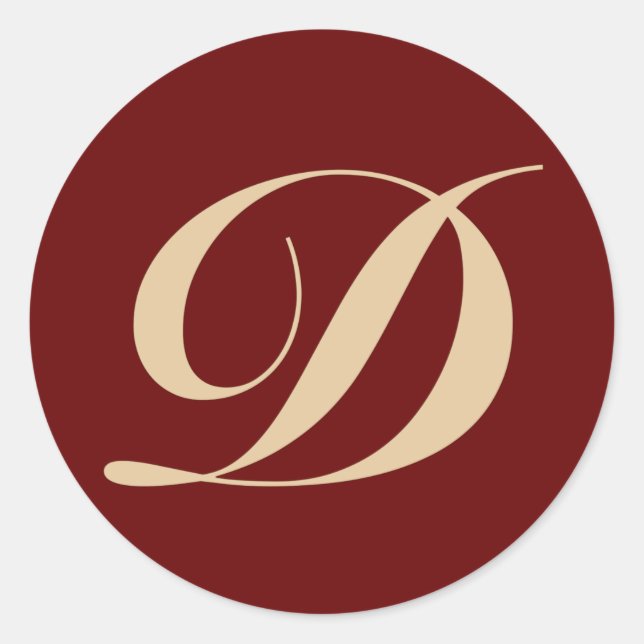 Monogram Initial Letter D Classic Round Sticker (Front)