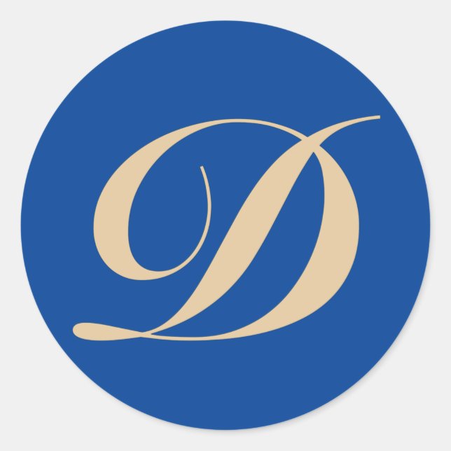 Monogram Initial Letter D Classic Round Sticker (Front)