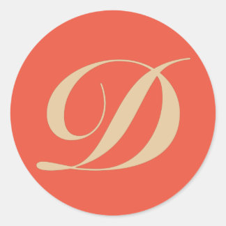 Monogram Initial Letter D Classic Round Sticker