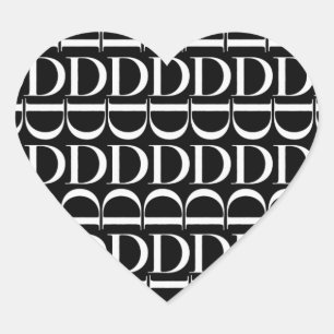 Monogram Initial Letter D Heart Sticker