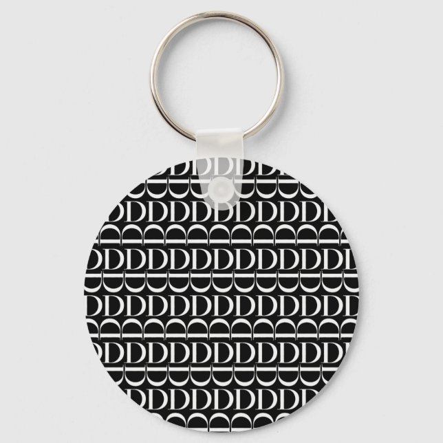 Monogram Initial Letter D Key Ring (Front)