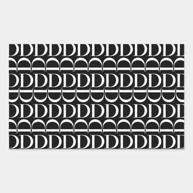 Monogram Initial Letter D Rectangular Sticker (Front)
