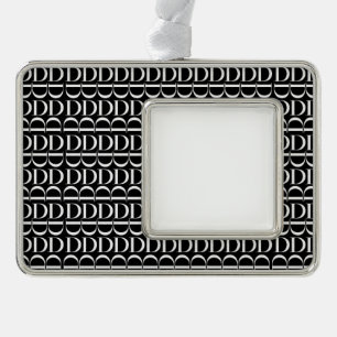 Monogram Initial Letter D Silver Plated Framed Ornament