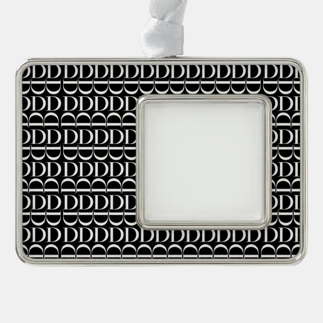 Monogram Initial Letter D Silver Plated Framed Ornament (Front)
