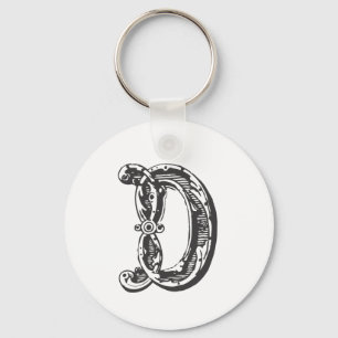 Monogram Initial Letter Distressed D Key Ring