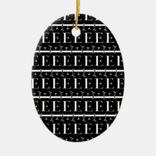 Monogram Initial Letter E Ceramic Tree Decoration