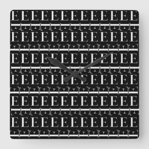 Monogram Initial Letter E, Choose Background Colou Square Wall Clock