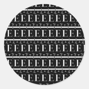 Monogram Initial Letter E Classic Round Sticker