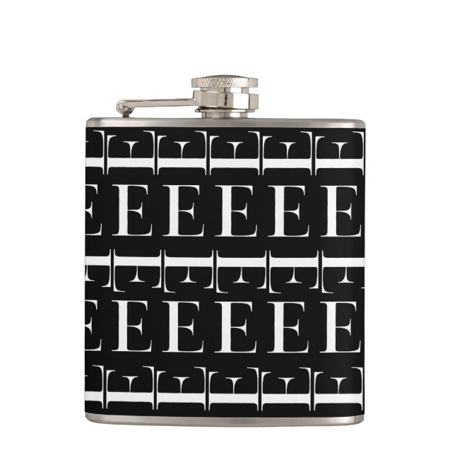 Monogram Initial Letter E Hip Flask (Front)