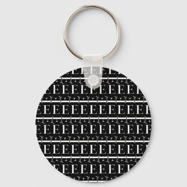 Monogram Initial Letter E Key Ring (Front)