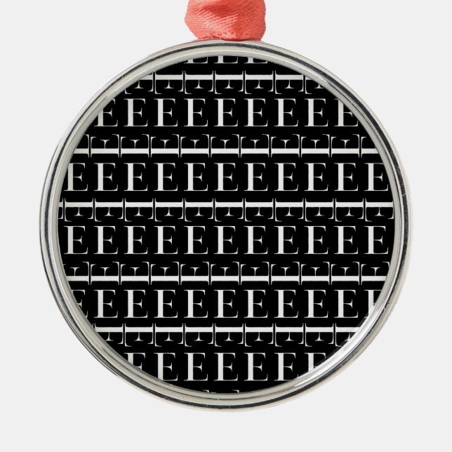 Monogram Initial Letter E Metal Tree Decoration (Front)