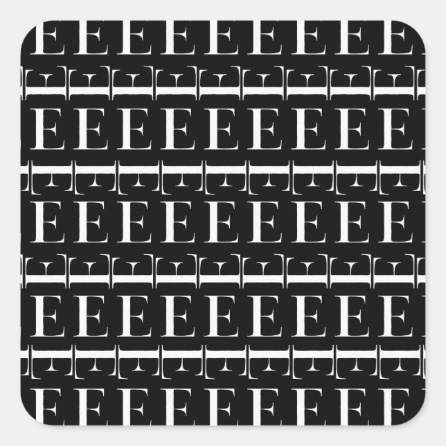 Monogram Initial Letter E Square Sticker (Front)