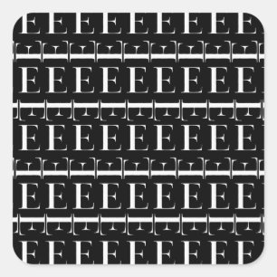 Monogram Initial Letter E Square Sticker