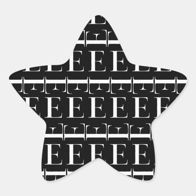 Monogram Initial Letter E Star Sticker (Front)