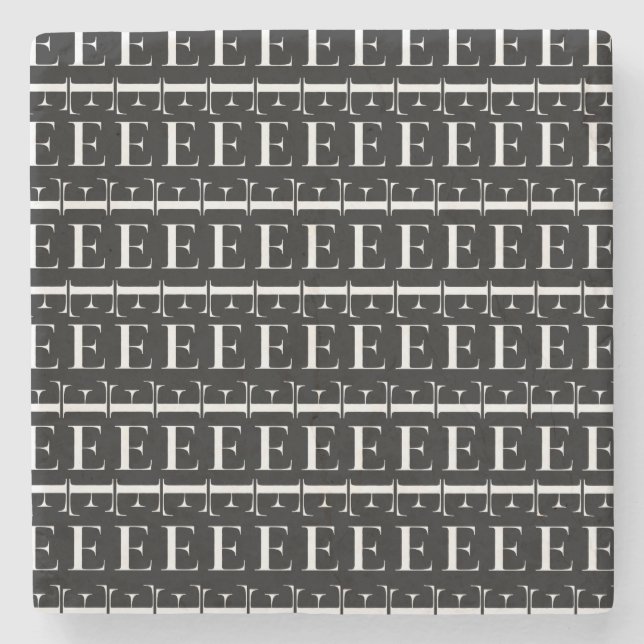 Monogram Initial Letter E Stone Coaster (Front)